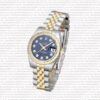 Replica Rolex Datejust 18k Gold 2-tone Blue Dial Diamond Markers