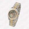 Replica Rolex Datejust 18k Gold 2-tone Green MOP Dial Diamond Markers