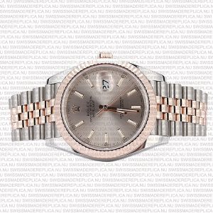 Replica Rolex Datejust 41mm 18k 2-Tone Jubilee Fluted Bezel Pink Sundust Dial Stick Markers - Image 7