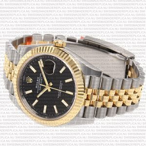 Replica Rolex Datejust 41mm 18k Yellow Gold Jubilee Fluted Bezel Black Dial Stick Markers - Image 7