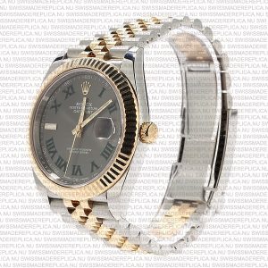 Replica Rolex Datejust 41mm 18k 2-Tone Yellow Gold Fluted Grey Roman - Image 8