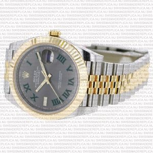 Replica Rolex Datejust 41mm 18k 2-Tone Yellow Gold Fluted Grey Roman - Image 5