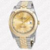 Replica Rolex Datejust 41mm 18k 2-Tone Yellow Gold Jubilee Smooth Bezel Gold Dial Diamond Markers
