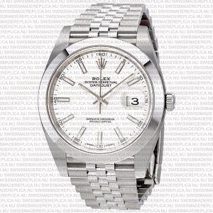 Replica Rolex Datejust 41mm Jubillee SS White Dial Stick Markers - Image 6
