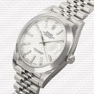 Replica Rolex Datejust 41mm Jubillee SS White Dial Stick Markers - Image 8