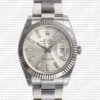Replica Rolex Datejust 41mm 18k White Gold Flat Three Piece Links Fluted Bezel Silver Dial Stick Markers