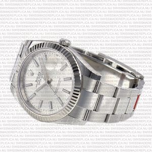 Replica Rolex Datejust 41mm 18k White Gold Flat Three Piece Links Fluted Bezel Silver Dial Stick Markers - Image 9