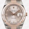 Replica Rolex Datejust 41mm 18k 2-Tone Rose Gold Flat Three Piece Links Fluted Bezel Pink Dial Diamond Markers - Image 2