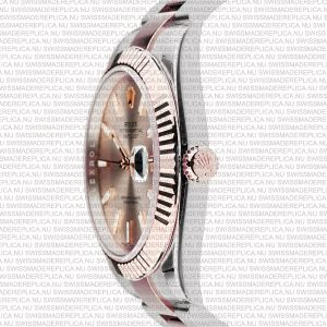 Replica Rolex Datejust 41mm 18k 2-Tone Rose Gold Flat Three Piece Links Fluted Bezel Pink Dial Stick Markers - Image 5