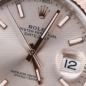 Replica Rolex Datejust 41mm 18k 2-Tone Rose Gold Flat Three Piece Links Fluted Bezel Pink Dial Stick Markers - Image 3