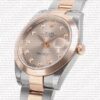 Replica Rolex Datejust 41mm 18k 2-Tone Rose Gold Flat Three Piece Links Smooth Bezel Pink Dial Diamond Markers - Image 8