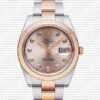 Replica Rolex Datejust 41mm 18k 2-Tone Rose Gold Flat Three Piece Links Smooth Bezel Pink Dial Diamond Markers