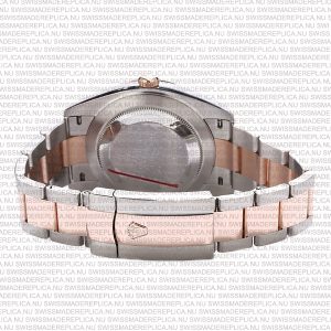 Replica Rolex Datejust 41mm 18k 2-Tone Rose Gold Flat Three Piece Links Fluted Bezel Pink Dial Diamond Markers - Image 10