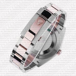 Replica Rolex Datejust 41mm 18k 2-Tone Rose Gold Flat Three Piece Links Fluted Bezel Pink Dial Diamond Markers - Image 11