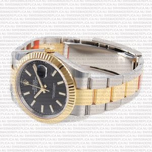 Replica Rolex Datejust 41mm 18k 2-Tone Yellow Gold Flat Three Piece Links Fluted Bezel Black Dial Stick Markers - Image 7