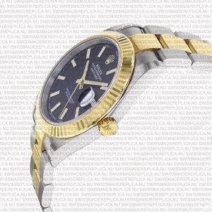 Replica Rolex Datejust 41mm 18k 2-Tone Yellow Gold Flat Three Piece Links Fluted Bezel Black Dial Stick Markers - Image 6