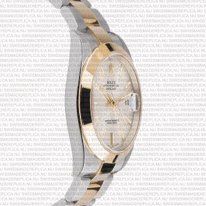 Replica Rolex Datejust 41mm 18k 2-Tone Yellow Gold Flat Three Piece Links Smooth Bezel Silver Dial Stick Markers - Image 4