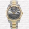 Replica Rolex Datejust 41mm 18k 2-Tone Yellow Gold Flat Three Piece Links Smooth Bezel Grey Roman Markers