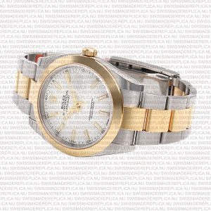 Replica Rolex Datejust 41mm 18k 2-Tone Yellow Gold Flat Three Piece Links Smooth Bezel White Dial Stick Markers - Image 8