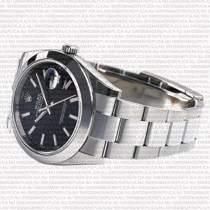 Replica Rolex Datejust 41mm SS Black Dial Smooth Bezel Stick Markers - Image 6