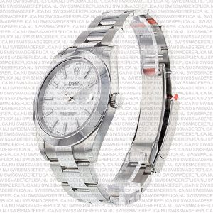 Replica Rolex Datejust 41mm SS White Dial Smooth Bezel Stick Markers - Image 5