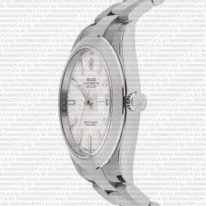 Replica Rolex Datejust 41mm SS White Dial Smooth Bezel Stick Markers - Image 3