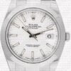 Replica Rolex Datejust 41mm SS White Dial Smooth Bezel Stick Markers - Image 2
