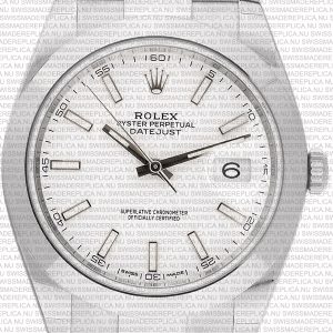 Replica Rolex Datejust 41mm SS White Dial Smooth Bezel Stick Markers - Image 2