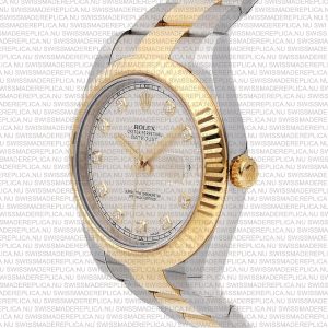 Replica Rolex Datejust 41mm 18k 2-Tone White Dial Diamond Markers - Image 3