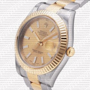 Replica Rolex Datejust 41mm 18k 2-Tone Gold Dial Stick Markers - Image 3