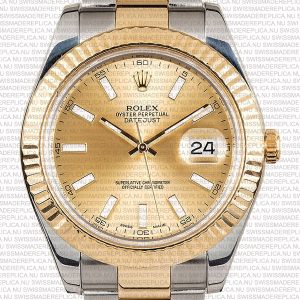 Replica Rolex Datejust 41mm 18k 2-Tone Gold Dial Stick Markers - Image 2