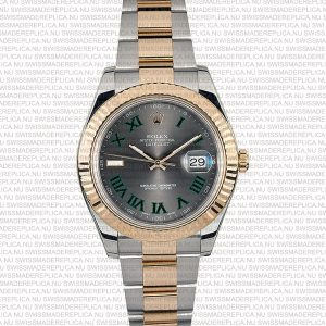 Replica Rolex Datejust 41mm 18k 2-Tone Green Dial with Roman Markers - Image 9