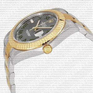 Replica Rolex Datejust 41mm 18k 2-Tone Green Dial with Roman Markers - Image 6