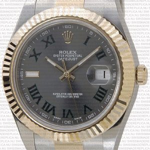 Replica Rolex Datejust 41mm 18k 2-Tone Green Dial with Roman Markers - Image 2