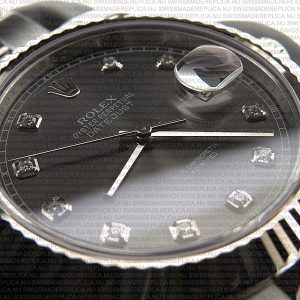 Replica Rolex Datejust 41mm 18k White Gold Black Dial Diamond Markers - Image 5