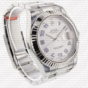 Replica Rolex Datejust 41mm 18k White Gold Silver Dial Arabic Markers - Image 6