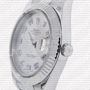 Replica Rolex Datejust 41mm 18k White Gold Silver Dial Arabic Markers - Image 4