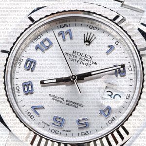 Replica Rolex Datejust 41mm 18k White Gold Silver Dial Arabic Markers - Image 3