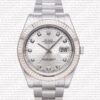 Replica Rolex Datejust 41mm 18k White Gold Silver Dial Diamond Markers