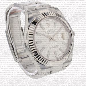 Replica Rolex Datejust 41mm 18k White Gold White Dial Stick Markers - Image 6