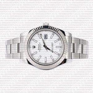 Replica Rolex Datejust 41mm 18k White Gold White Dial Stick Markers - Image 8
