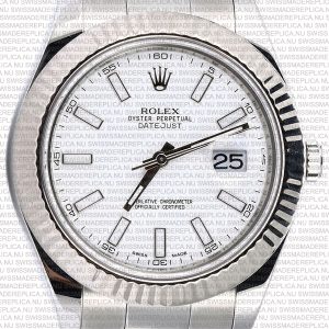 Replica Rolex Datejust 41mm 18k White Gold White Dial Stick Markers - Image 2