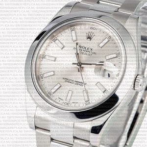 Replica Rolex Datejust 41mm SS Silver Dial Stick Markers - Image 4