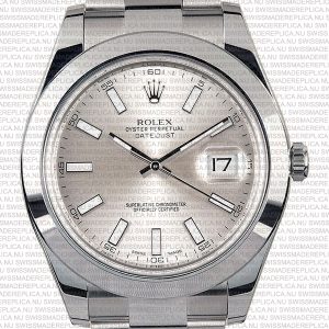 Replica Rolex Datejust 41mm SS Silver Dial Stick Markers - Image 2