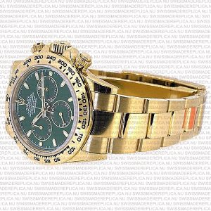 Replica Rolex Cosmograph Daytona 18K Yellow Gold Green Dial Ceramic Bezel Stick Markers - Image 8