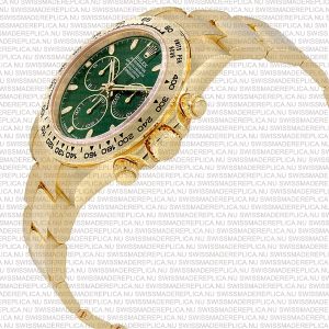 Replica Rolex Cosmograph Daytona 18K Yellow Gold Green Dial Ceramic Bezel Stick Markers - Image 6