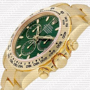 Replica Rolex Cosmograph Daytona 18K Yellow Gold Green Dial Ceramic Bezel Stick Markers - Image 5