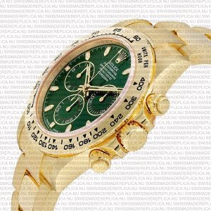 Replica Rolex Cosmograph Daytona 18K Yellow Gold Green Dial Ceramic Bezel Stick Markers - Image 3