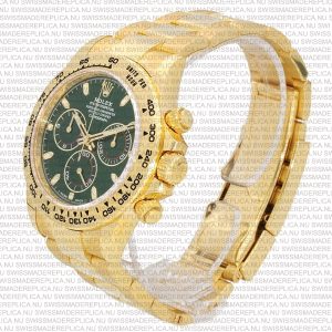 Replica Rolex Cosmograph Daytona 18K Yellow Gold Green Dial Ceramic Bezel Stick Markers - Image 7