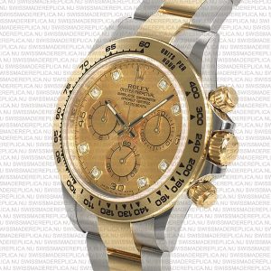 Replica Rolex Cosmograph Daytona 18k 2-tone Diamonds Gold Dial - Image 3